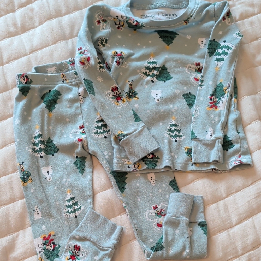 Disney Kids Pajamas - Light Blue with Festive Characters